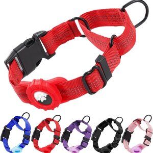 Dog Collar with AirTag Holder, Reflective Nylon, Quick Release Buckle (XL)